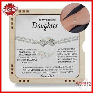 Sterling Silver Infinity Bracelet with Message Card, 6+2 Inch, Father Daughter